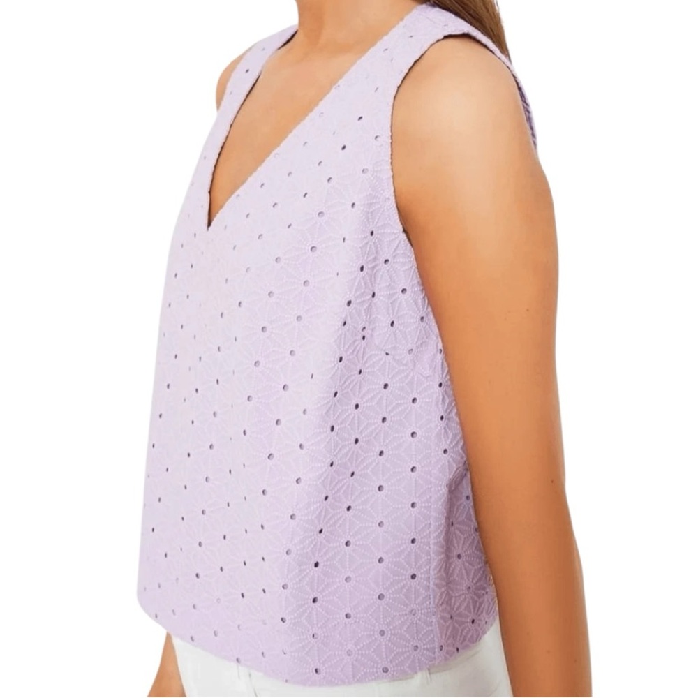 New Tuckernuck Lavender Eyelet Valerie Top Blouse V-Neck